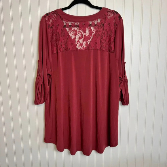 Torrid red lace back 3/4 sleeve blouse size 3X E10 - Picture 6 of 6